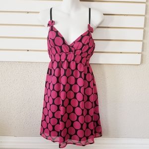 Express giant polka dots 100%silk mini dress sz XS